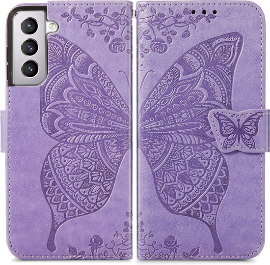Book Case Cover pour Samsung Galaxy A54 5G - Motif Papillon - Simili Cuir - Porte-Cartes - Samsung Galaxy A54 5G - Violet
