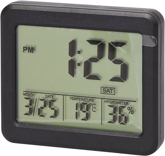 Nor Tec - Thermomètre - Thermomètre d'intérieur - Thermomètre avec Klok - Klok - Thermomètre numérique - 1x Zwart.