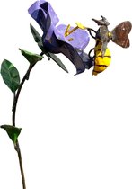 Floz Design pique de jardin en métal fleur avec abeille - hibiscus violet - commerce équitable - métal recyclé