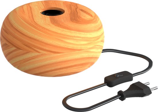 Calex Lampe de Table Rond - 1x E27 - câble avec interrupteur - Bois