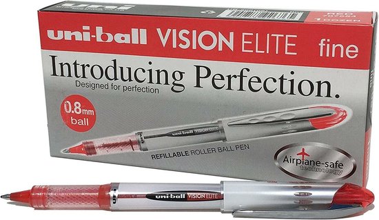 Liquid ink ballpoint pen Uni-Ball Vision Elite UB-200 Rood 12 Stuks