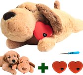Woefie hondenknuffel met hartslag - Puppy Knuffel -Met 2 Hartjes - Pluche- puppy speelgoed- snuggle puppy xl- knuffel hond- baby knuffel- knuffel met hartslag - moederhond - Gratis E-Boek - Gratis Schroevendraaier