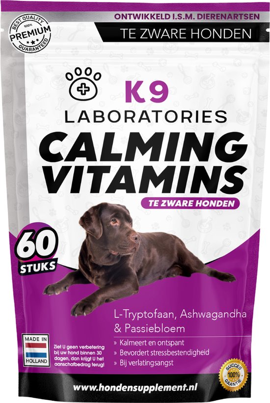 Calming vitamins 60 stuks Natuurlijk voedingssupplement Voor honden met... bol