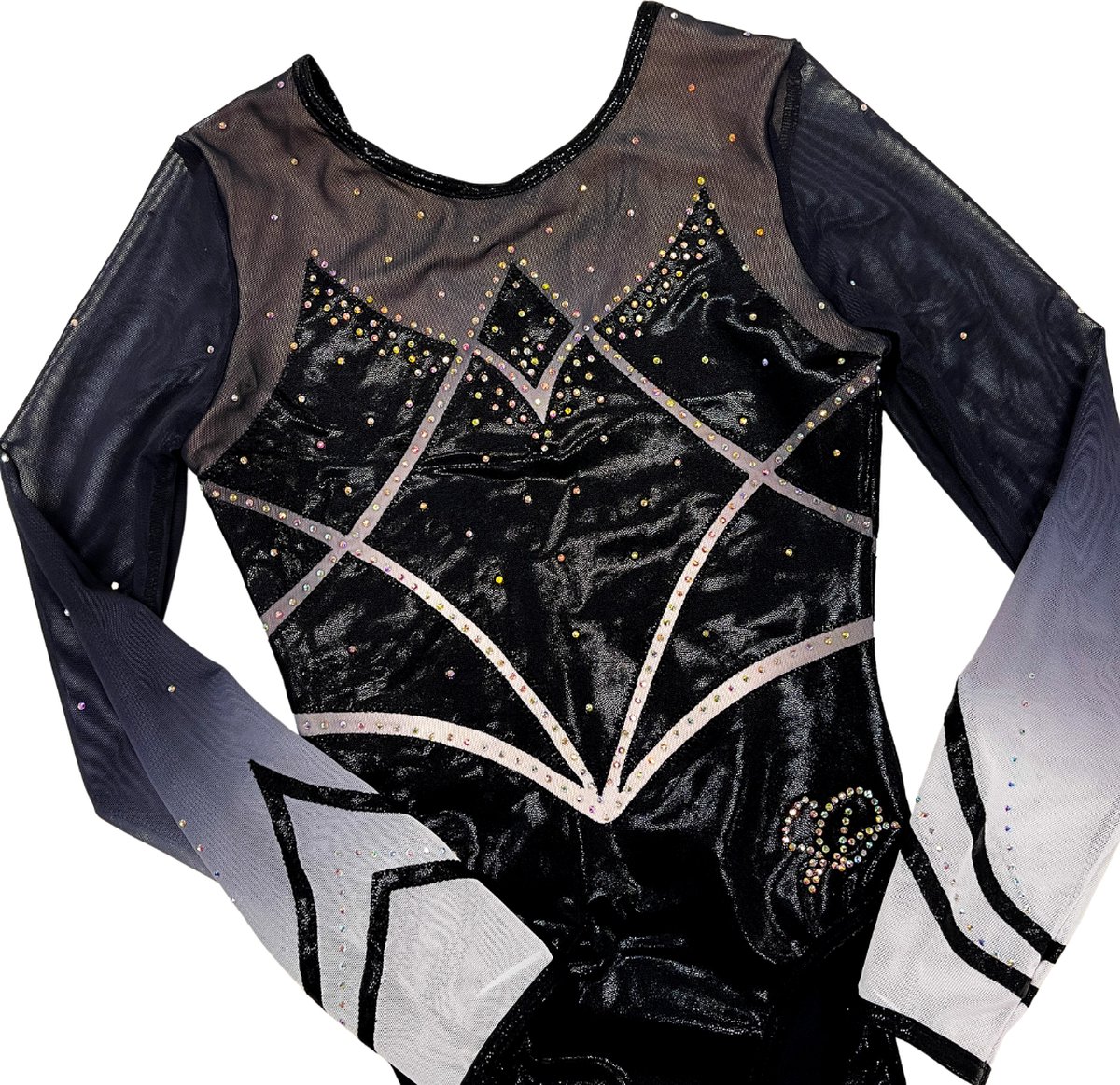 Sparkle&Dream Turnpakje Noa Zwart - AME | maat 176-XS - Gympakje voor Turnen en Gymnastiek - met Lange Mouw