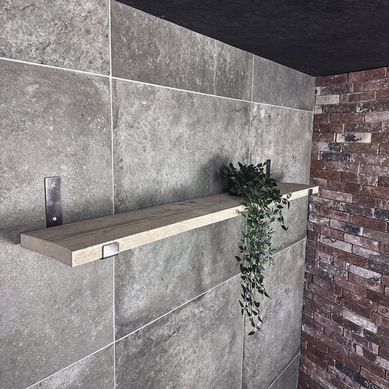 Maison DAM - 1x Support d'étagère industriel en forme de L UP 15 cm - PAR PIECE - Acier - Avec revêtement transparent - Artisanat - Fait main - bande; 30 mm de large