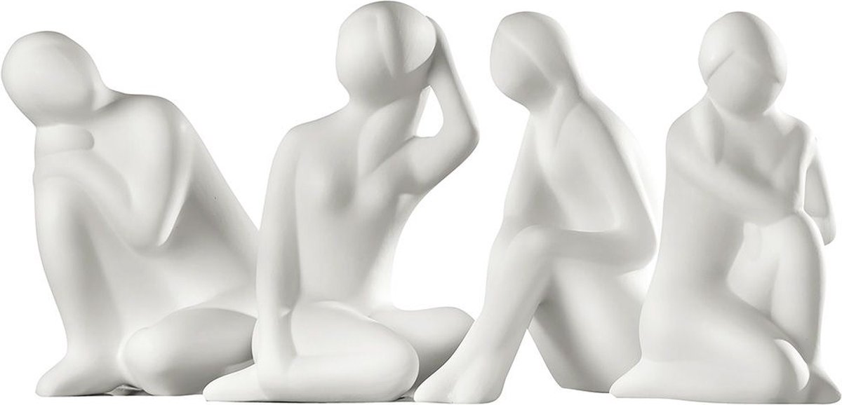 Beautifull ladys - set van 4 (los) sculptuur keramiek kleur wit 20 cm H