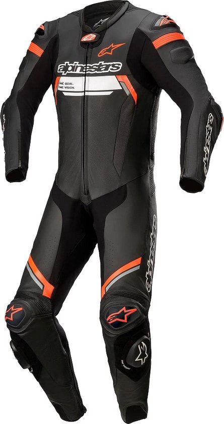 Combinaison Cuir Alpinestars Missile V2 Ignition 1 Pc Noir Rouge Fluo 50