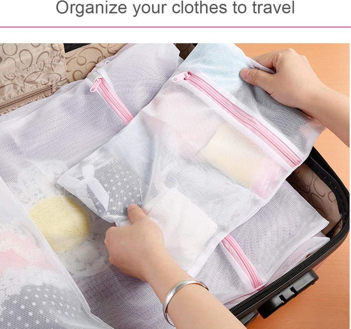 Goedkoopste Waszakken - Waszakje lingerie en fijne was - Wasnet met rits - Kleding organizer bagage - Lingerie Waszak - Lingerie Organizer - 40x50 cm - 2 stuks
