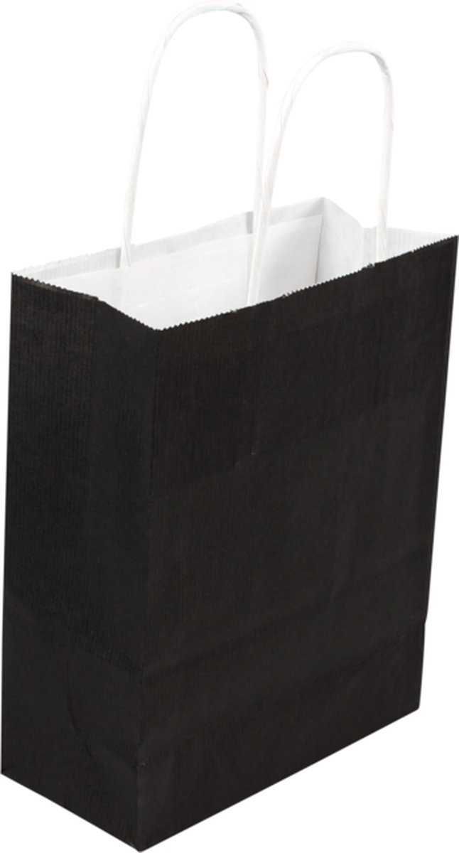 Tas - Papier - gedraaid papieren koord - 18x 8x22cm - draagtas - zwart - 100 stuks