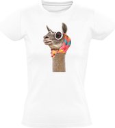 T-shirt à lunettes de lama femme | animal | lama | lunettes | tissu | foulard | mode | été |