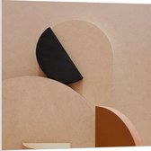 PVC Schuimplaat- Groepje Abstracte Vormen in Beige en Bruine Tinten - 80x80 cm Foto op PVC Schuimplaat