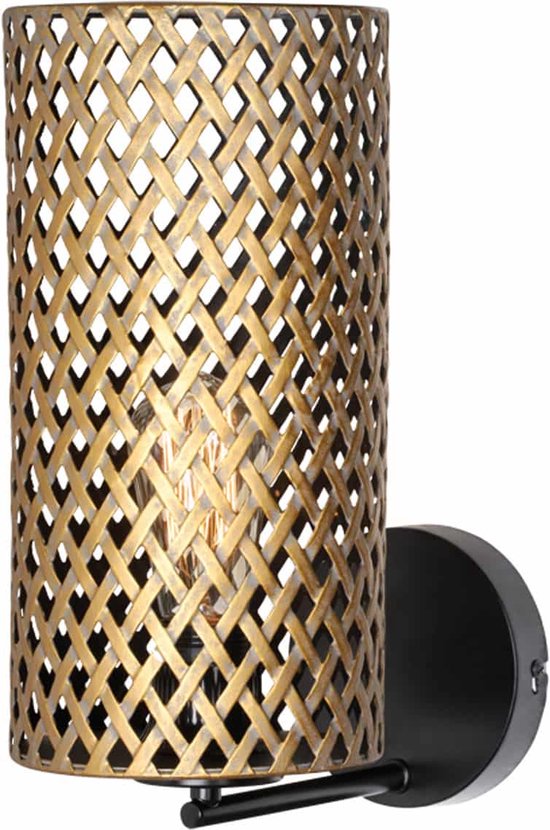 Opengewerkte wandlamp Cestino | 1 lichts | zwart / goud | metaal | 32 cm hoog | hal / woonkamer lamp | modern / sfeervol design