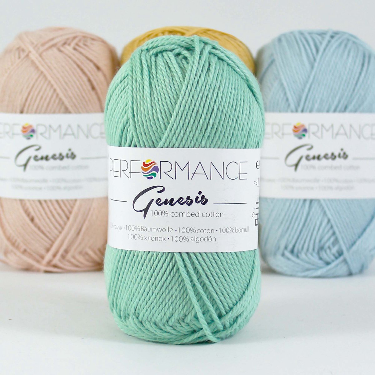Genesis mint groen 2159 - 5 bollen gekamd katoengaren - pendikte 3,5 a 4mm
