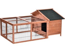 MaxxPet Konijnenhok met ren - konijnenren - konijnenhuis - konijnenkooi - knaagdieren kooi - 147x96x69cm