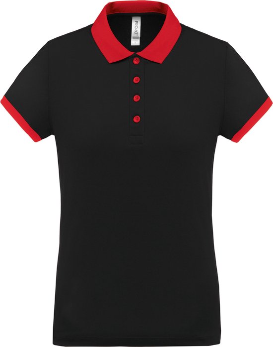 Damessportpolo 'Proact' met korte mouwen Black/Red - XL