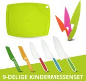 Bol.com Kindermessen set - 9 Delig - Kinderbestek - Kindvriendelijk - Gekleurde kindermessen - Kunststof -kinder kokmes aanbieding