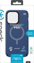 Speck hoesje geschikt voor Apple iPhone 14 Pro Max - Slank - MagSafe - Ultieme Bescherming - Luxe Soft-touch Afwerking - Valbescherming gecertificeerd tot 4 meter - Microban Antibacterieel - Presidio2 Pro lijn -Blauw