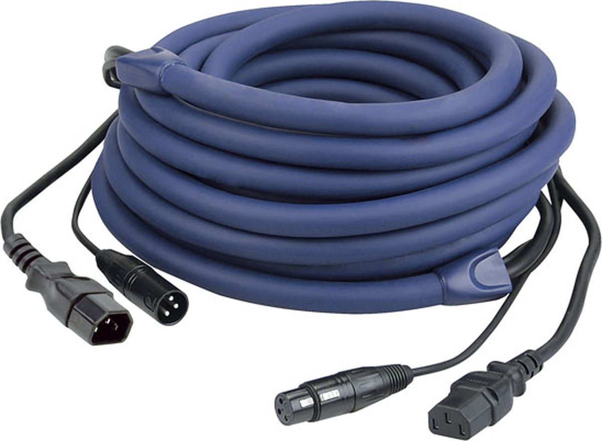 DAP FP12 IEC & XLR male - IEC & XLR female 6 meter blauw