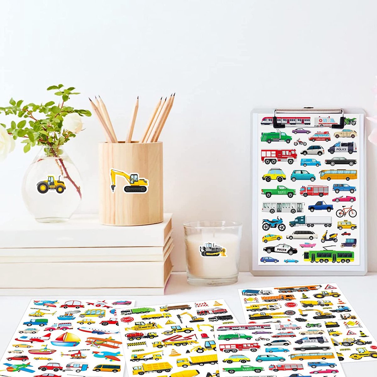 Stickervellen Transport - 4 Grote Stickervellen - Voertuigen Stickers - Stickers Jongen — afbeelding 6