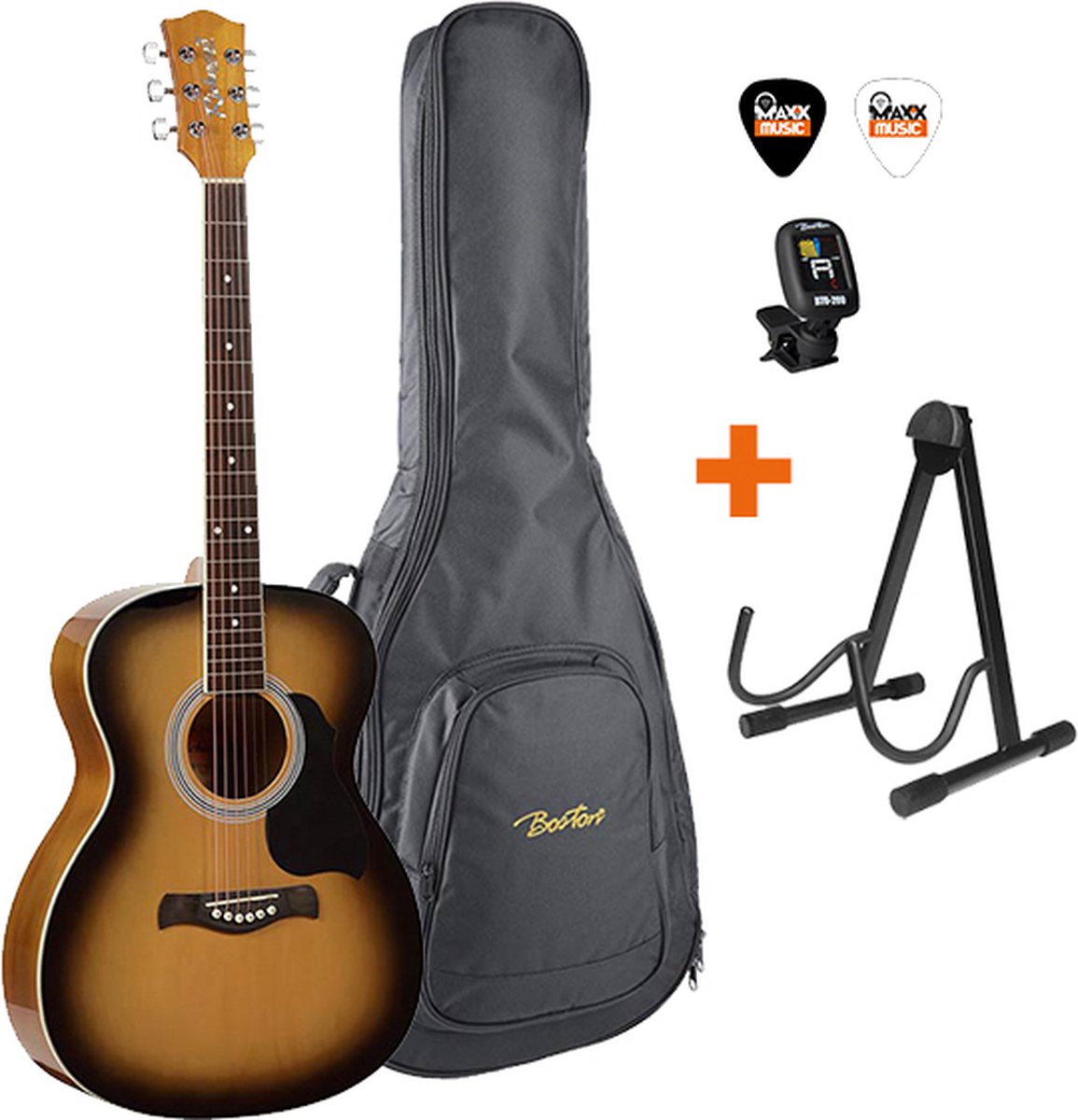 MAX ShowKit Guitare Électrique Acoustique avec Support de Guitare et  Repose-Pied - Bois