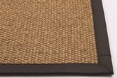 Lago 15 - Sisal vloerkleed in Naturel kleurstelling met Leren band