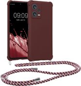 kwmobile telefoonhoesjegeschikt voor Xiaomi Redmi Note 12 5G / POCO X5 5G - Hoesje van siliconen met telefoonkoord - In bordeaux-violet