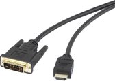 Renkforce RF-4212219 DVI-kabel DVI / HDMI Adapterkabel DVI-D 18+1-polige stekker, HDMI-A-stekker 5.00 m Zwart Vergulde