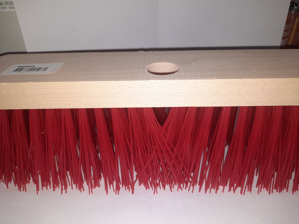 Veba Bezem 28 cm hout kunstvezel rood