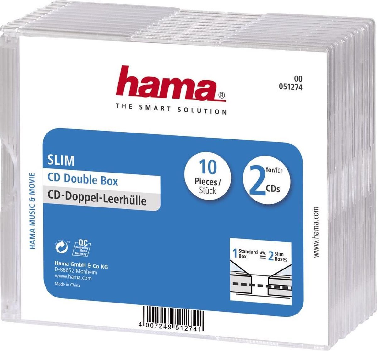 Hama Cd Doosjes Dubbel Slimline Per 10