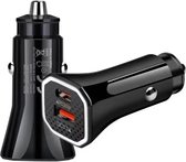 Autolader - Zwart - USB-C + USB 3.0 - 12V autoadapter
