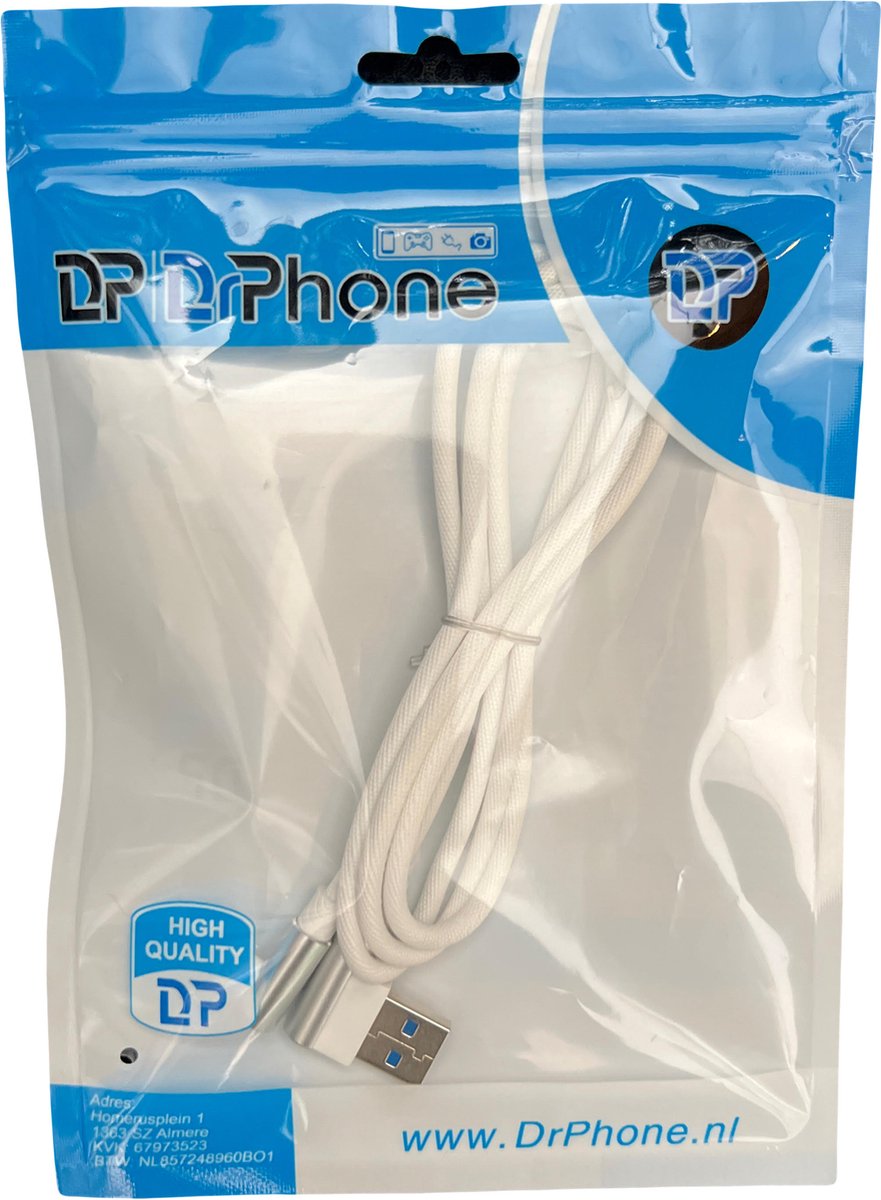 DrPhone D9 Type-C Câble USB-C Double 90 ° Nylon Tressé à Angle