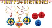 Brandweerman Sam - Versier pakket - Feestartikelen - Kinderfeest - Letter slinger - Plafond swirl hangers - Honeycombs plafonddecoratie.