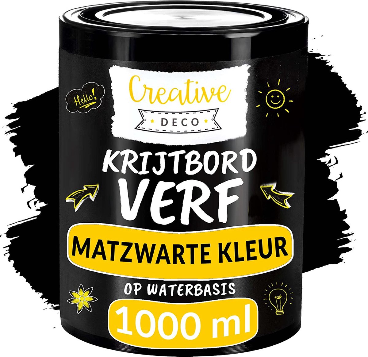 Creative Deco 1L Krijtbord Verf 1000ml Mat Zwart, Op waterbasis