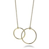 Twice As Nice Halsketting in 18kt verguld zilver, 2 cirkels  40 cm+5 cm