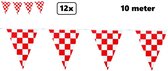 12x Vlaggenlijn rood/wit geblokt 10 meter -blok vlaglijn thema feest festival Brabant verjaardag landen