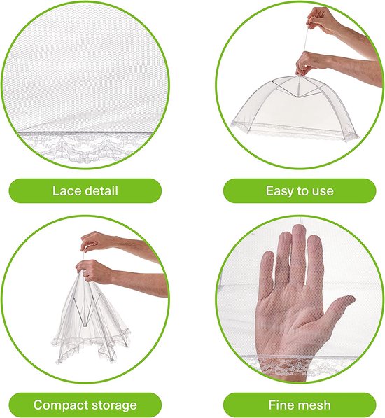 5 Vliegenkappen (30x30 cm) in kleur - Opvouwbare Voedselkapjes, Vliegenafdekkapjes/Insectenkapjes voor Barbecues, Picknicks & Binnenshuis - Bescherming tegen Vliegen & Wespen — afbeelding 2