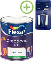 Flexa Creations - Lak Extra Mat - Fresh Linen - 750 ml + Flexa Lakroller - 4 delig