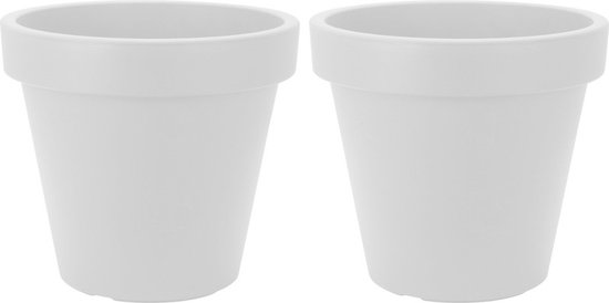 2x Pots de fleurs blanches 25 cm - Pots de fleurs blanches 25 cm