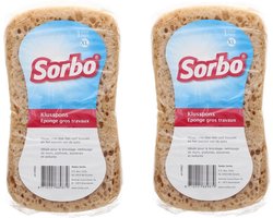 2x Grote Sorbo schoonmaakspons / viscose autospons 20 x11 cm - schoonmaakartikelen / auto wassen