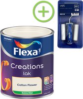 Flexa Creations - Lak Extra Mat - Cotton Flower - 750 ml + Flexa Lakroller - 4 delig
