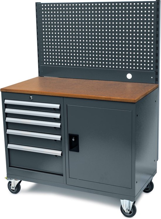 Roestvrijstalen tafel met wielen - 60 x 100 cm - opstand - 155 kg