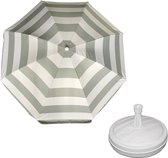 Parasol - Zilver/wit - D140 cm - incl. draagtas - parasolvoet - 42 cm