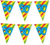 Paperdreams verjaardag 60 jaar thema vlaggetjes - 2x - feestversiering - 10m - folie - dubbelzijdig