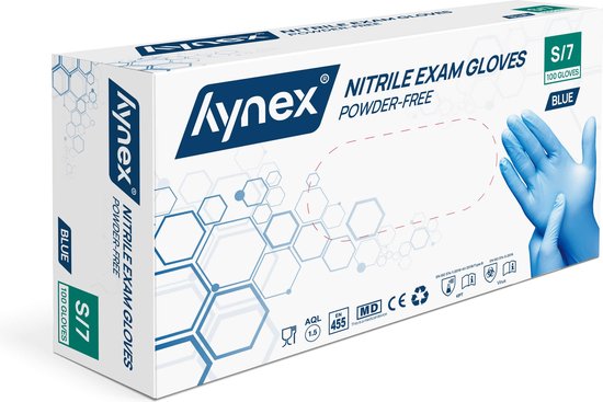 Foto: Hynex nitril handschoenen maat s blauw 100 doos 3 5gram poedervrij