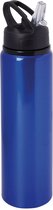 Waterfles/sportfles/drinkfles Sporty - metallic blauw - aluminium/kunststof - 800 ml
