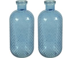 Countryfield Bloemenvaas Cactus Dots - 2x - blauw transparant - glas - D15 x H35 cm Countryfield Bloemenvaas Cactus Dots - 2x - blauw transparant - glas - D15 x H35 cm
