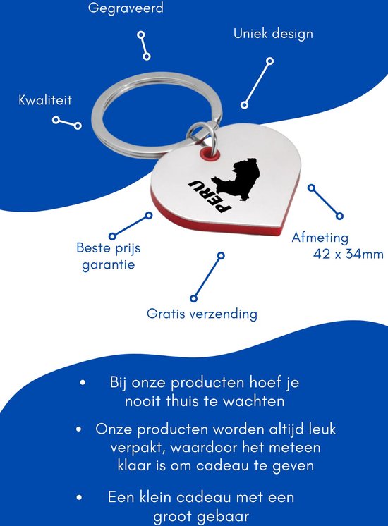Akyol - forme de coeur de porte-clés du Pérou - pilote - touristes - cadeau du Pérou - meilleur pays - beau cadeau pour votre ami à donner