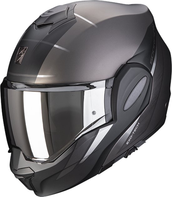 Scorpion Exo-Tech Evo Primus Mat Zilver-Zwart Systeemhelm Helm - Maat XXL - Helm