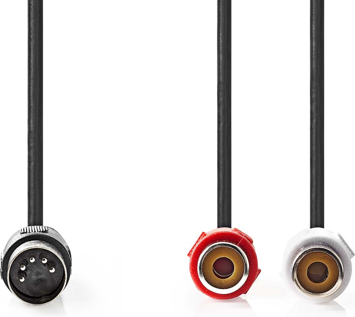 DIN-Audiokabel | DIN 5-Pins Male | 2x RCA Female | Vernikkeld | 0.20 m | Rond | PVC | Zwart