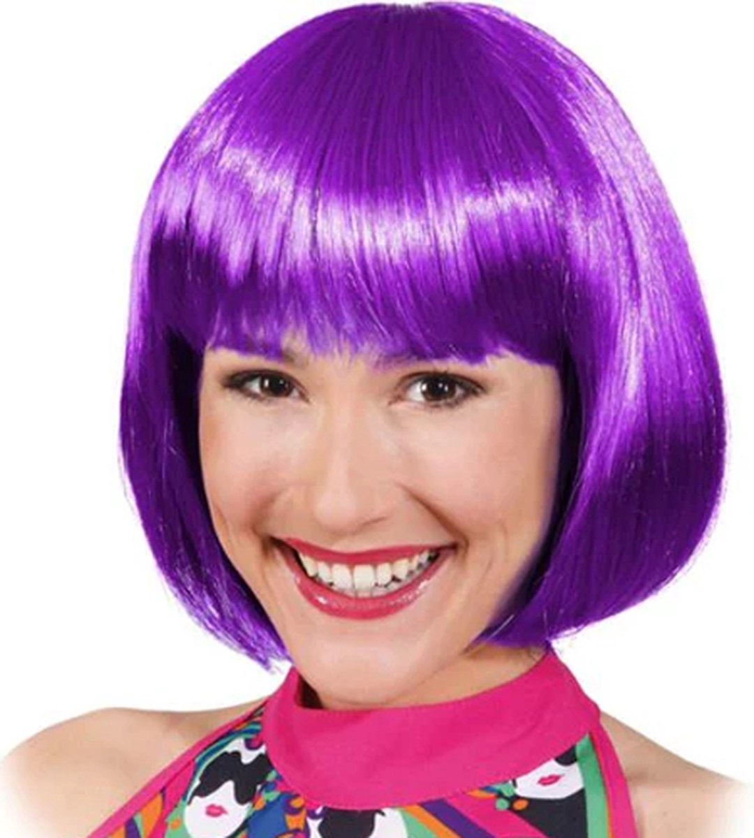 Pruik dames haar - Paars - Pruiken Dames Kort Haar - Verkleedkleren meisje / dames - Verkleedaccessoires - Puik Lola Lila